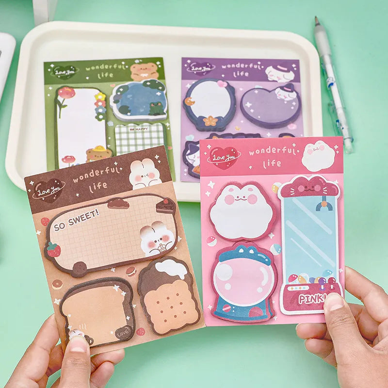 Kawaii Brown Cartoon Sticky Notes Set