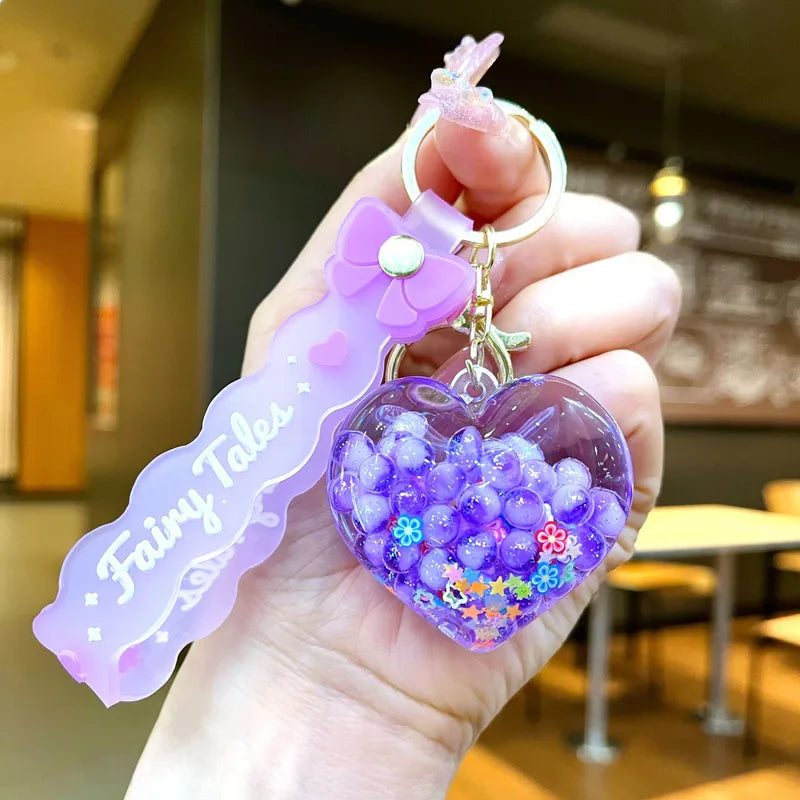 Bubble Beads Heart Glow-in-the-Dark Keychain (Green)