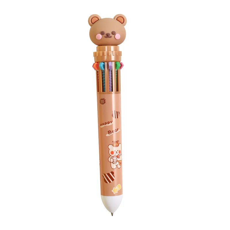 Cute Cartoon Bear Pressing 10-color Ballpoint Pen
