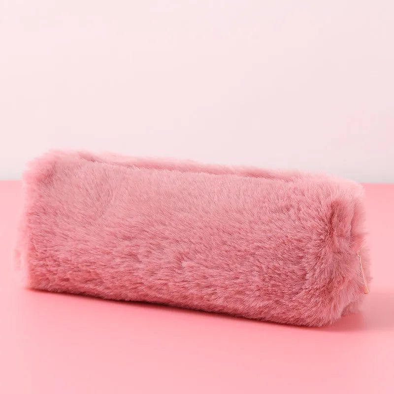 Cute Bean Pink Plush Octagonal Pencil Case