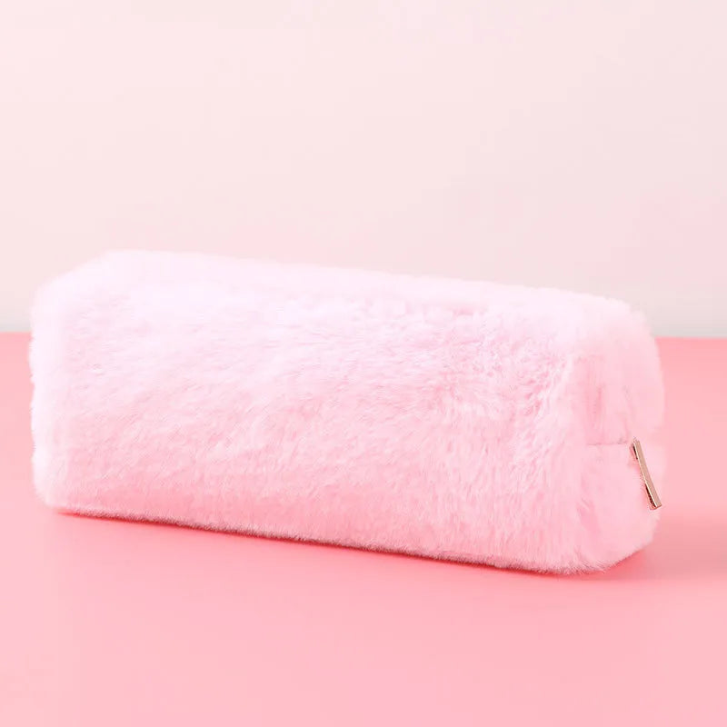 Cute Bean Pink Plush Octagonal Pencil Case