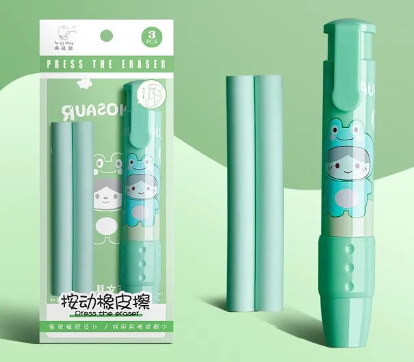 Kawaii Push Eraser Pen (Green)