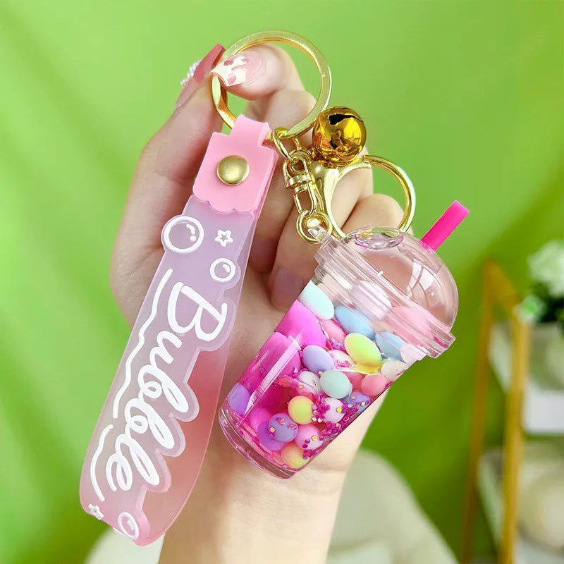 Bubble Drink Keychain (Rose Pink)