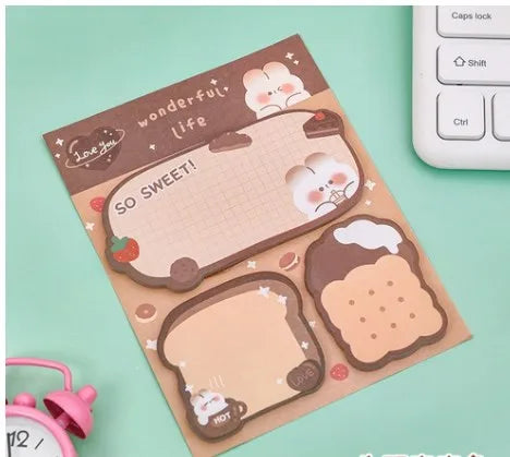 Kawaii Brown Cartoon Sticky Notes Set