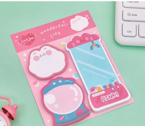 Kawaii Pink Cartoon Sticky Notes Set