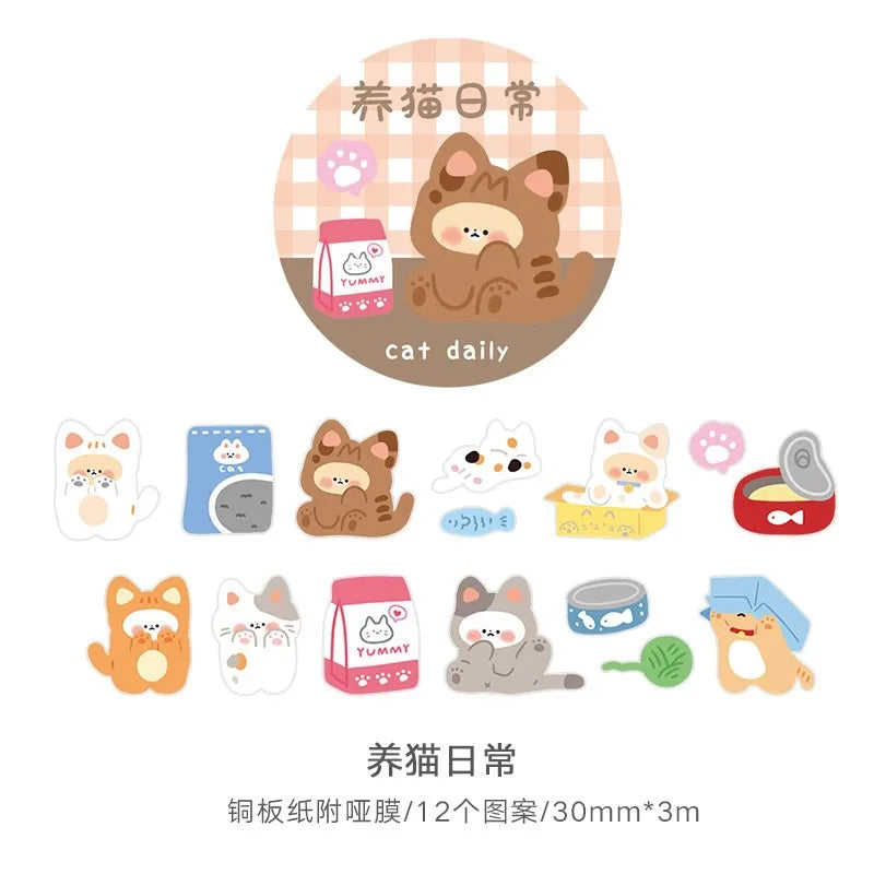 Kawaii Cat Keeping Decorative Sticker Tape