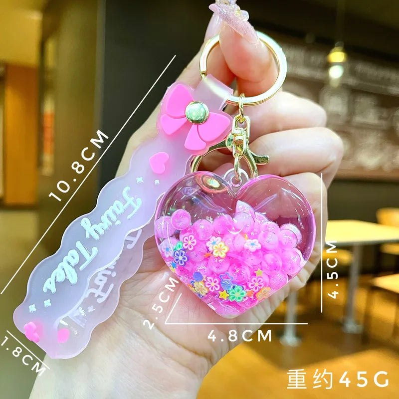 Bubble Beads Heart Glow-in-the-Dark Keychain (Pink)