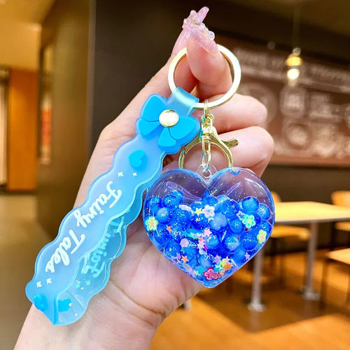 Bubble Beads Heart Glow-in-the-Dark Keychain (Purple)