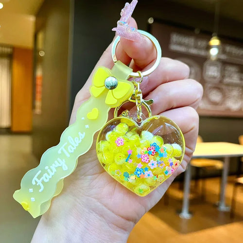 Bubble Beads Heart Glow-in-the-Dark Keychain (Green)