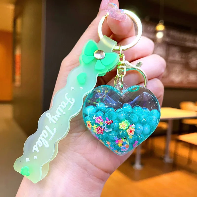 Bubble Beads Heart Glow-in-the-Dark Keychain (Blue)
